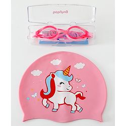 Babyhug Free Size Swimming Set Unicorn Print - Pink