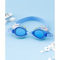 Babyhug Free Size Swimming Goggles With Sea Life Applique - Blue