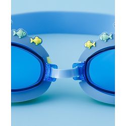 Babyhug Free Size Swimming Goggles With Sea Life Applique - Blue