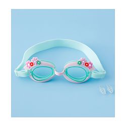 Babyhug Free Size Swimming Goggles With Floral Applique - Pink & Sea Green