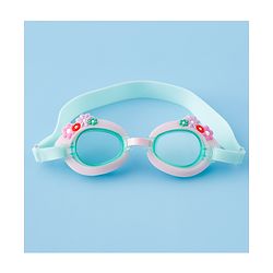 Babyhug Free Size Swimming Goggles With Floral Applique - Pink & Sea Green
