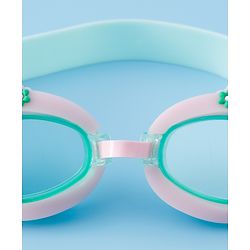 Babyhug Free Size Swimming Goggles With Floral Applique - Pink & Sea Green