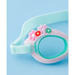 Babyhug Free Size Swimming Goggles With Floral Applique - Pink & Sea Green