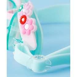 Babyhug Free Size Swimming Goggles With Floral Applique - Pink & Sea Green