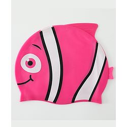 Babyhug Swimming Cap With Fish Print - Dark Pink