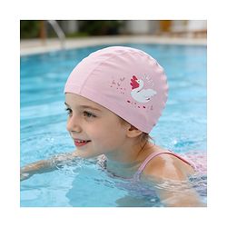Babyhug Swimming Cap With Swan Print - Pink