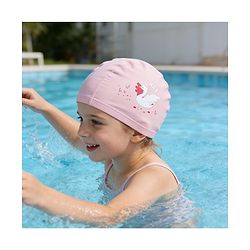 Babyhug Swimming Cap With Swan Print - Pink