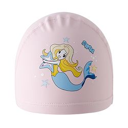 Babyhug Swimming Cap With Mermaid Print - Pink