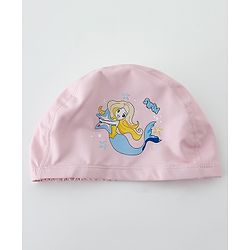 Babyhug Swimming Cap With Mermaid Print - Pink