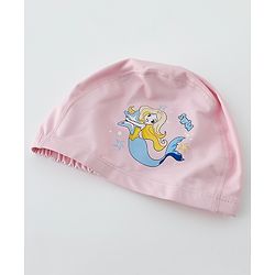Babyhug Swimming Cap With Mermaid Print - Pink