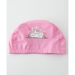 Babyhug Swimming Cap With Bunny Print - Pink