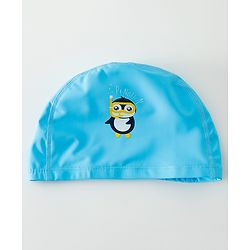 Babyhug Swimming Cap With Penguin Print - Blue