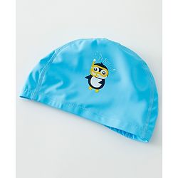 Babyhug Swimming Cap With Penguin Print - Blue