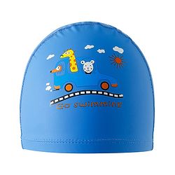 Babyhug Swimming Cap With Car & Animal Print - Blue