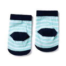 Cute Walk by Babyhug Knit Ankle Length Antibacterial Socks With Stripes & Animal Design Pack Of 3 - Light Blue & Orange