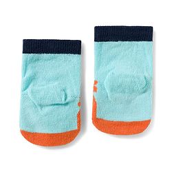 Cute Walk by Babyhug Knit Ankle Length Antibacterial Socks With Stripes & Animal Design Pack Of 3 - Light Blue & Orange