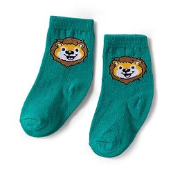 Cute Walk by Babyhug Knit Ankle Length Antibacterial Socks With Animal Print Pack Of 3 - Green & Yellow
