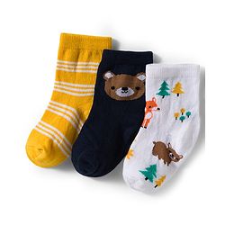 Cute Walk by Babyhug Knit Ankle Length Antibacterial Socks With Stripes & Animal Print Pack Of 3 - Yellow & White