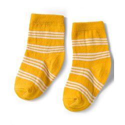 Cute Walk by Babyhug Knit Ankle Length Antibacterial Socks With Stripes & Animal Print Pack Of 3 - Yellow & White