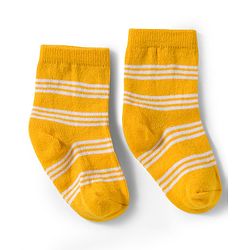 Cute Walk by Babyhug Knit Ankle Length Antibacterial Socks With Stripes & Animal Print Pack Of 3 - Yellow & White