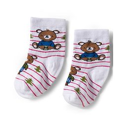 Cute Walk by Babyhug Knit Ankle Length Anti Bacterial Socks With Animal Design Pack Of 3 - White Blue & Dark Pink