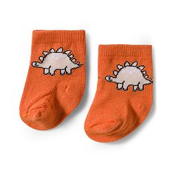 Cute Walk by Babyhug Knit Ankle Length Antibacterial Socks With Dino Design Pack Of 3 - Maroon Orange & Peach