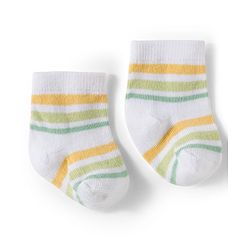 Cute Walk by Babyhug Knit Ankle Length Antibacterial Socks With Dino Design Pack Of 3 - Light Green White & Yellow