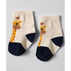 Cute Walk by Babyhug Knit Ankle Length Antibacterial Socks With Animal Design Pack Of 3 - Yellow