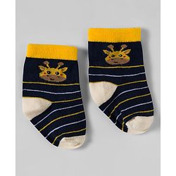 Cute Walk by Babyhug Knit Ankle Length Antibacterial Socks With Animal Design Pack Of 3 - Yellow