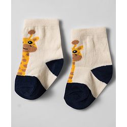 Cute Walk by Babyhug Knit Ankle Length Antibacterial Socks With Animal Design Pack Of 3 - Yellow