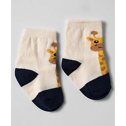 Cute Walk by Babyhug Knit Ankle Length Antibacterial Socks With Animal Design Pack Of 3 - Yellow