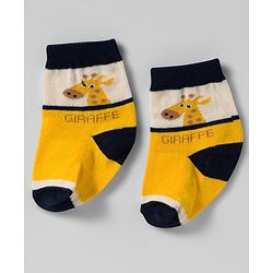 Cute Walk by Babyhug Knit Ankle Length Antibacterial Socks With Animal Design Pack Of 3 - Yellow