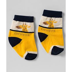 Cute Walk by Babyhug Knit Ankle Length Antibacterial Socks With Animal Design Pack Of 3 - Yellow