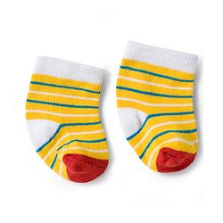 Cute Walk by Babyhug Knit Ankle Length Antibacterial Socks With Stripe & Animal Design Pack Of 3 - Blue White & Yellow