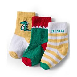 Cute Walk by Babyhug Knit Ankle Length Antibacterial Socks With Stripes & Animal Print Pack Of 3 - Yellow & White