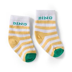 Cute Walk by Babyhug Knit Ankle Length Antibacterial Socks With Stripes & Animal Print Pack Of 3 - Yellow & White