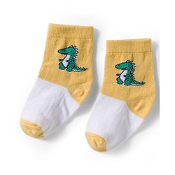 Cute Walk by Babyhug Knit Ankle Length Antibacterial Socks With Stripes & Animal Print Pack Of 3 - Yellow & White
