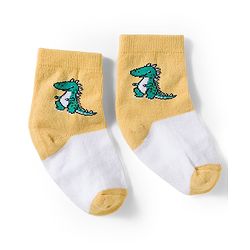 Cute Walk by Babyhug Knit Ankle Length Antibacterial Socks With Stripes & Animal Print Pack Of 3 - Yellow & White
