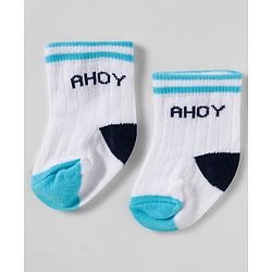Cute Walk by Babyhug knit Ankle Length Socks With Animal Design Pack Of 3 - White & Black