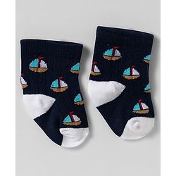 Cute Walk by Babyhug knit Ankle Length Socks With Animal Design Pack Of 3 - White & Black