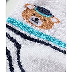 Cute Walk by Babyhug knit Ankle Length Socks With Animal Design Pack Of 3 - White & Black
