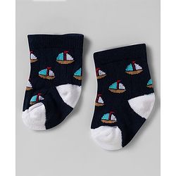 Cute Walk by Babyhug knit Ankle Length Socks With Animal Design Pack Of 3 - White & Black