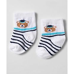 Cute Walk by Babyhug knit Ankle Length Socks With Animal Design Pack Of 3 - White & Black