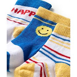 Cute Walk by Babyhug Knit Ankle Length Antibacterial Socks with Design & Stripes Pack of 3 - Multicolor