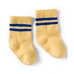 Cute Walk by Babyhug Knit Ankle Length Antibacterial Socks With Stripes & Smiley Print Pack Of 3 - Blue & Yellow