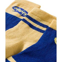 Cute Walk by Babyhug Knit Ankle Length Antibacterial Socks With Stripes & Smiley Print Pack Of 3 - Blue & Yellow