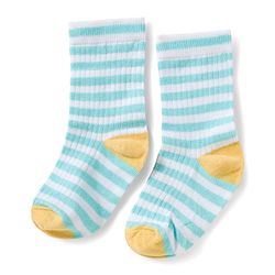 Cute Walk by Babyhug Knit Ankle Length Antibacterial Socks With Stripe & Vehicle Design Pack Of 3 - Navy Blue Light Blue & Yellow