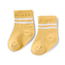 Cute Walk by Babyhug Knit Ankle Length Antibacterial Socks With Stripe & Vehicle Design Pack Of 3 - Navy Blue Light Blue & Yellow