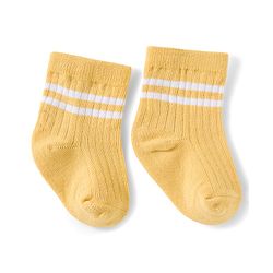 Cute Walk by Babyhug Knit Ankle Length Antibacterial Socks With Stripe & Vehicle Design Pack Of 3 - Navy Blue Light Blue & Yellow