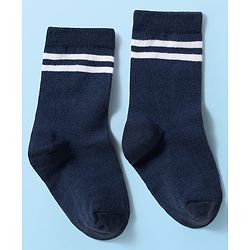 Cute Walk by Babyhug Knit Ankle Length Antibacterial Socks With Stripe Design Pack Of 3 - Navy Blue White & Maroon